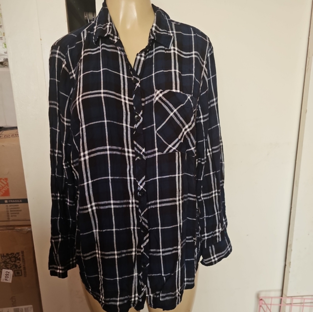 Terra & Sky Black and White Plaid Shirt